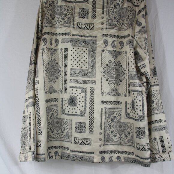 Dogg Supply Men’s White/Black Geometric Long Sleeve Button Up Shirt Size Medium - Picture 8 of 11